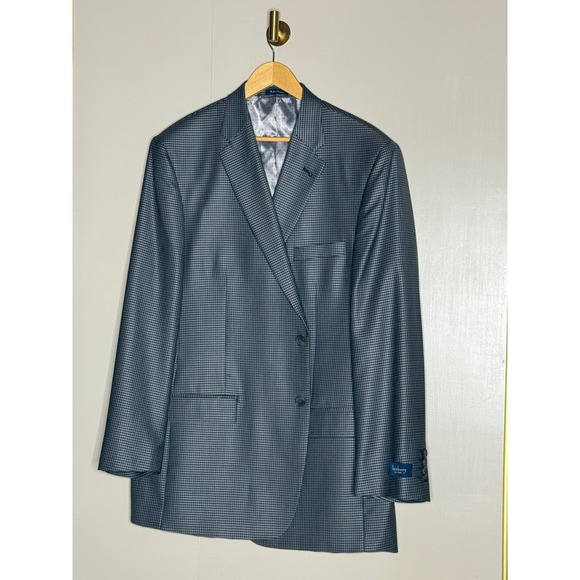 Turnbury Other - Turnbury Mens‎ 48L Wool Silk Blend Blazer Grey Micro Houndstooth Sport Coat 48 L